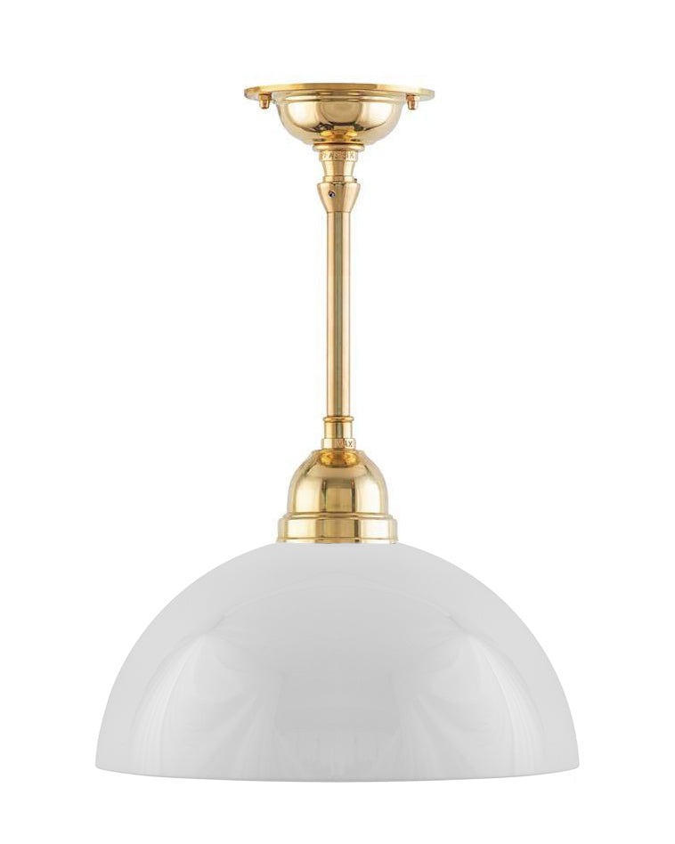 Ceiling Light - Byström 60 - Brass, White Hemisphere Glass Shade