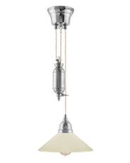 Loftlampe – Skomagerhejs forniklet med benhvid skærm 25 cm thumbnail image