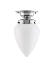 Bathroom Ceiling Light - Lundkvist 80 - Nickel, White Drop Shade thumbnail image
