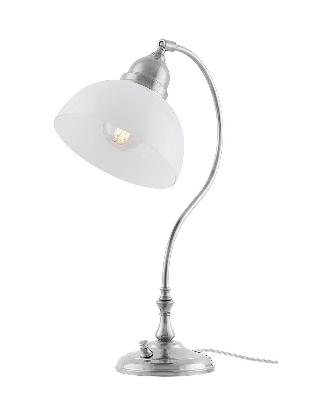 Table lamp - Lagerlöf - Nickel with White Glass Shade