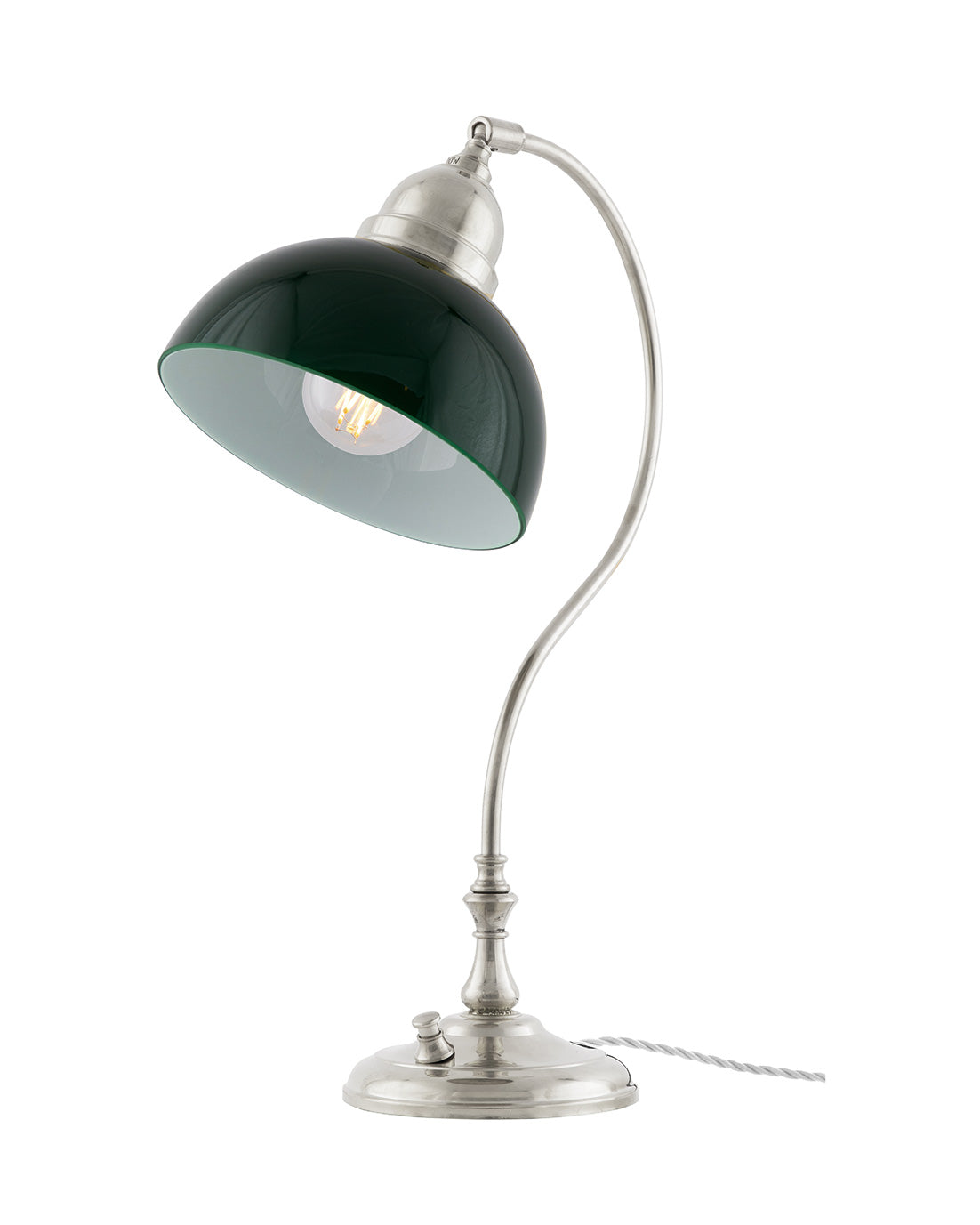 Table Lamp - Lagerlöf - Nickel with Green Glass Shade