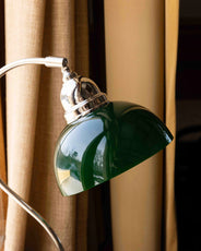 Bordlampe - Lagerlöf nikkel, grønn glasskjerm thumbnail image