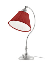 Bordlampe - Lagerlöf nikkel med rød tekstilskjerm thumbnail image