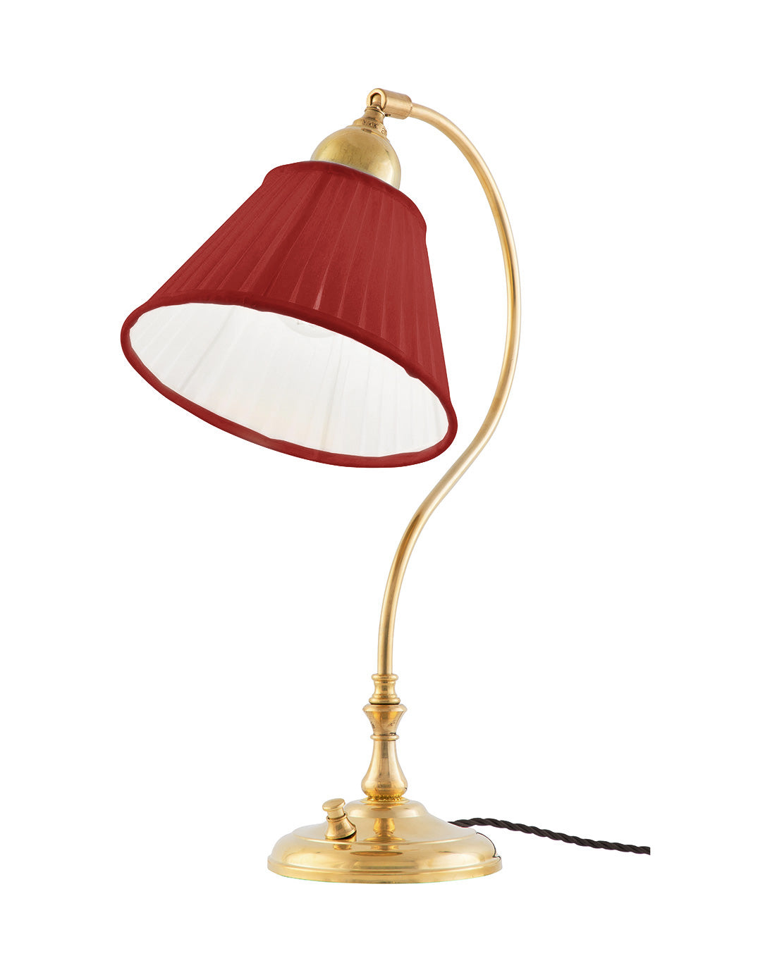 Bordlampe - Lagerlöf messing med rød tekstilskjerm image
