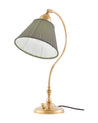 P 112 356 sekelskifte Bordslampa Lagerlof massing med olivgron tygskarm 01