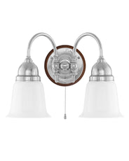 Vägglampa - Stackelberg förnicklad, opalvit klocka thumbnail image
