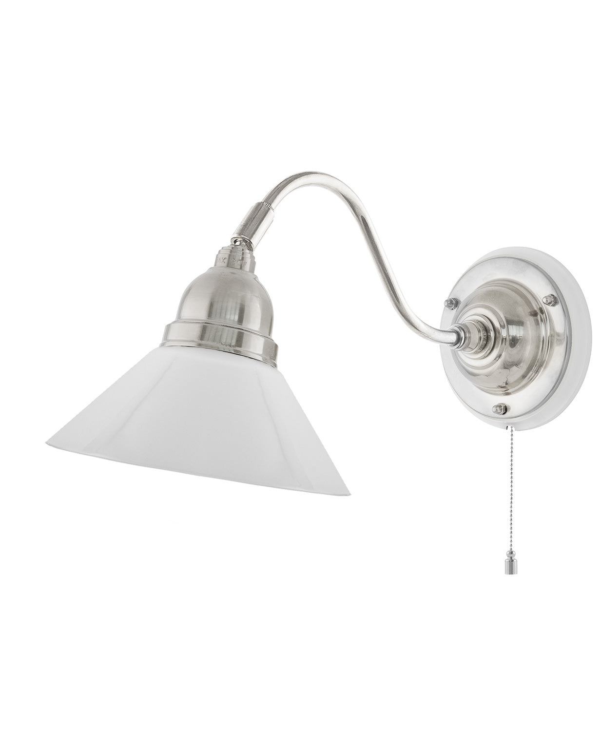 Wall Lamp – Runeberg Nickel with White Glass Shade image