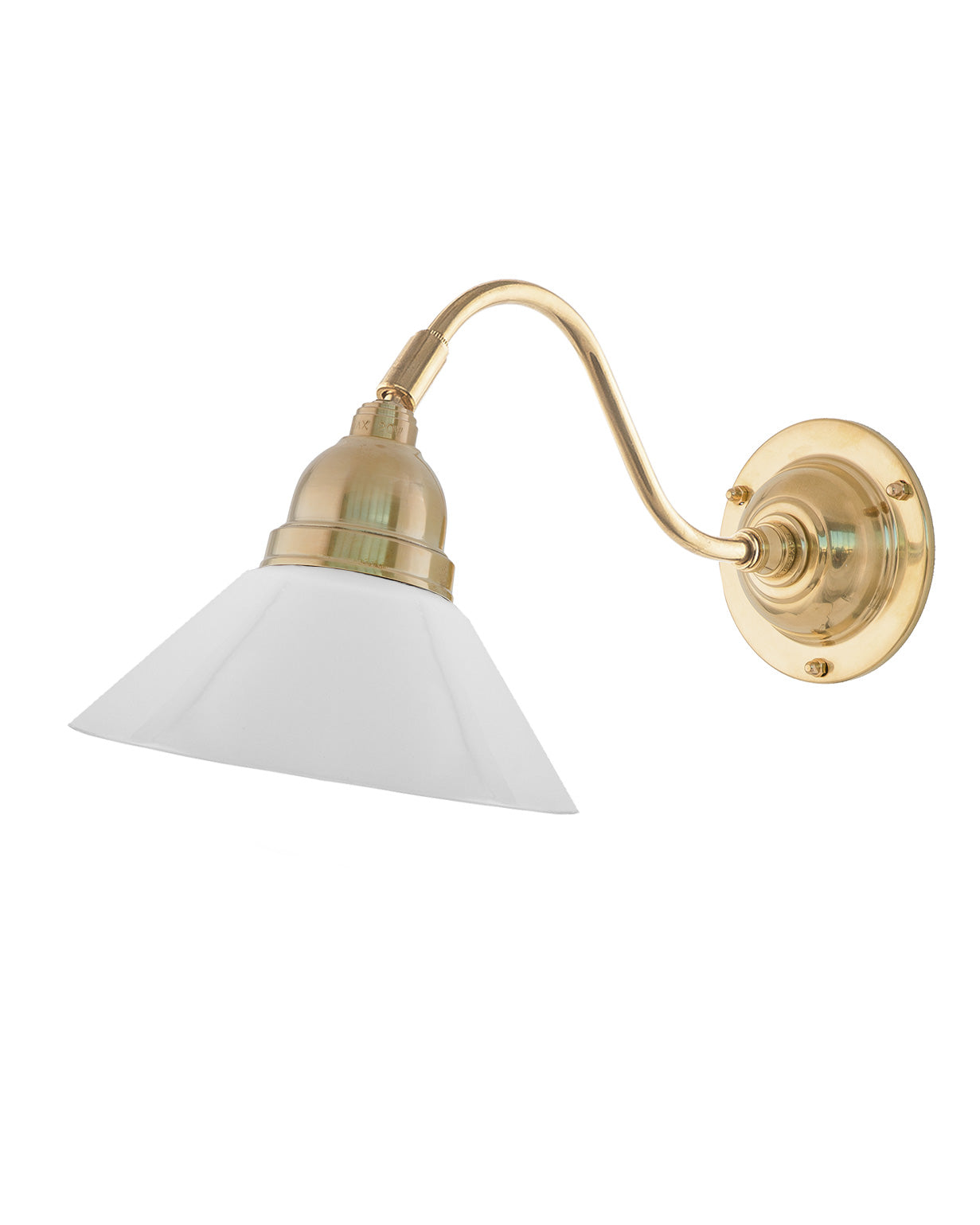 Wall Lamp – Runeberg Polished Brass with White Glass Shade