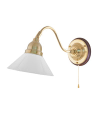 Wall Lamp – Runeberg Polished Brass with White Glass Shade thumbnail image