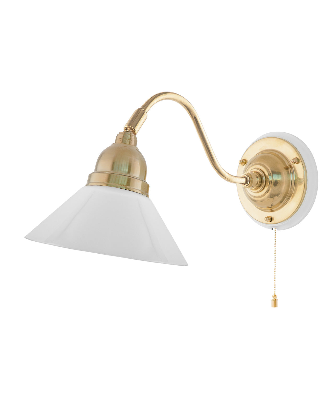 Wall Lamp – Runeberg Polished Brass with White Glass Shade image