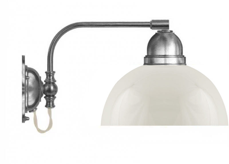 Wall Lamp - Gripenberg Nickel-Plated, Opal White Hemisphere, White