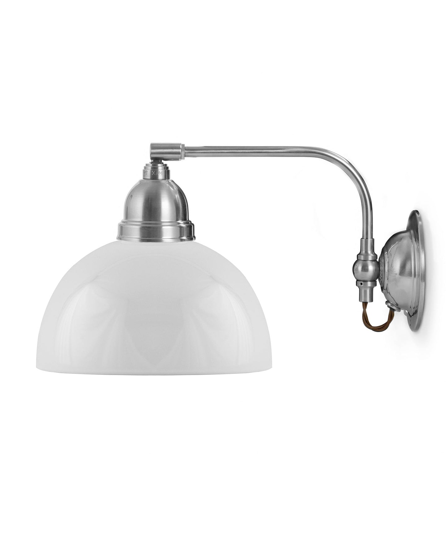 Applique murale - Gripenberg nickel, demi-sphère opale blanche, marron