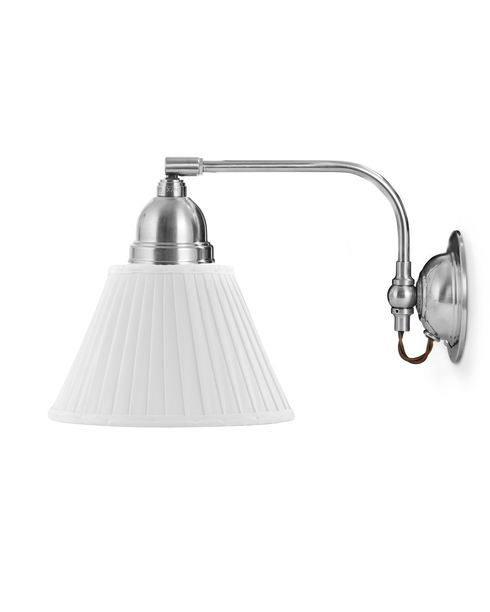 Applique murale - Gripenberg nickel, abat-jour en tissu blanc, marron image