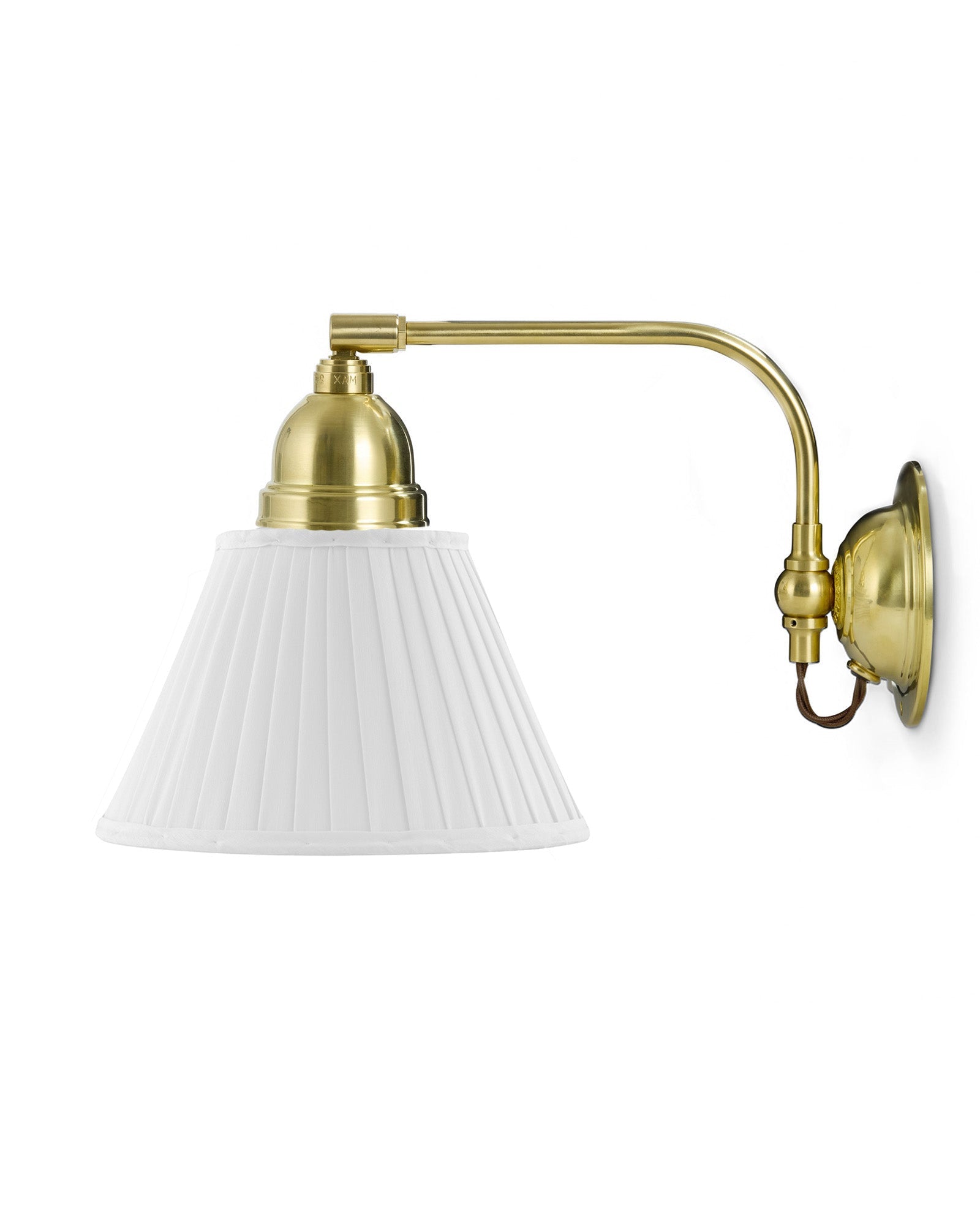 Wall Lamp - Gripenberg, Brass, White Fabric Shade, Brown image