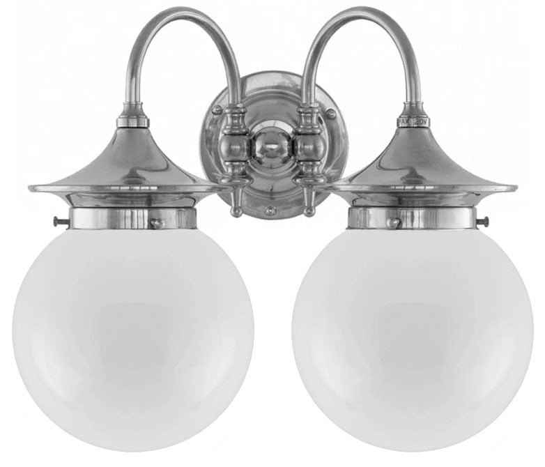 Bathroom Lamp - Tigerstedt Nickel-Plated, Opal White Globes