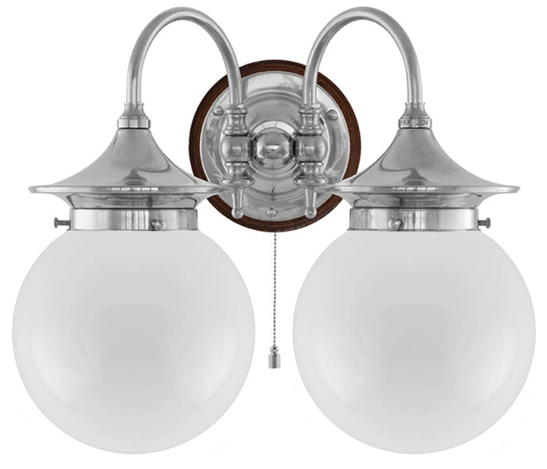 Vägglampa - Tigerstedt förnicklad, opalvita klot image