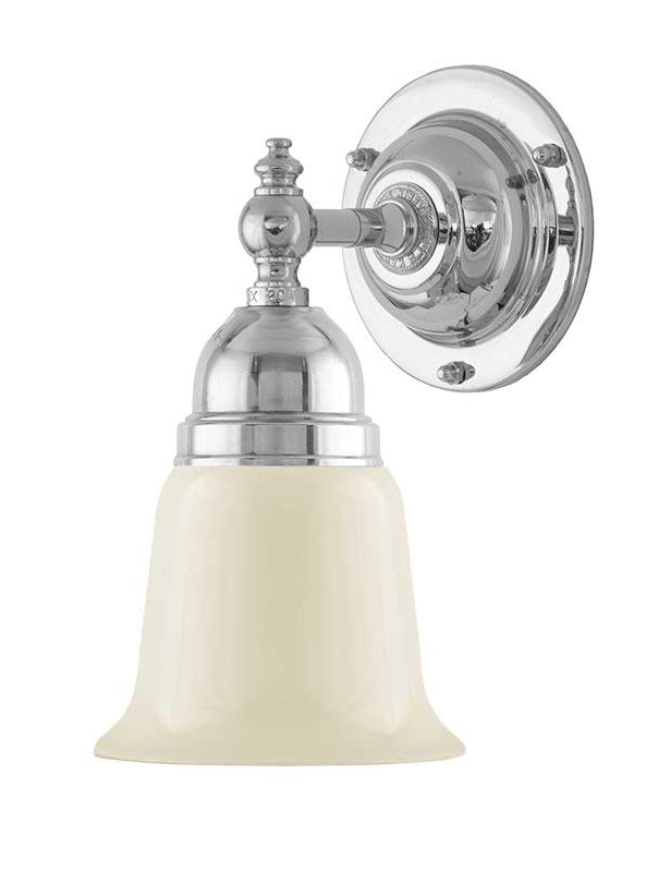 Bathroom Wall Lamp - Adelborg - Nickel-plated Brass, Off-White Bell Shade