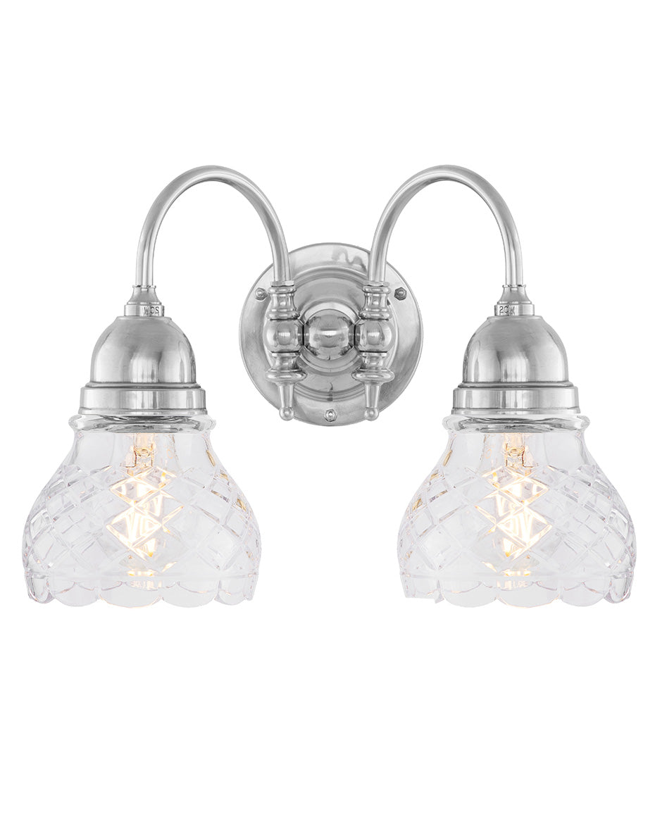 Bathroom Lamp – Stackelberg Nickel-Plated, Frosted Clear Glass