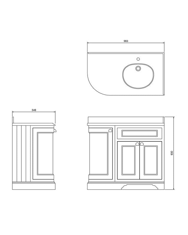 Afrundet badeværelsesskab til højre hjørne Burlington - 100 cm Grøn image