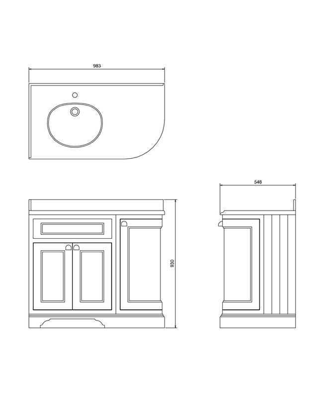 Afrundet badeværelsesskab til venstre hjørne Burlington - 100 cm Hvid image