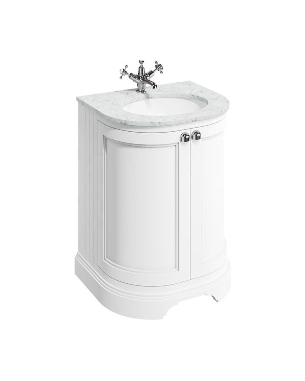 Abgerundeter Badunterschrank Burlington – 65 cm mattweiß/Tür image