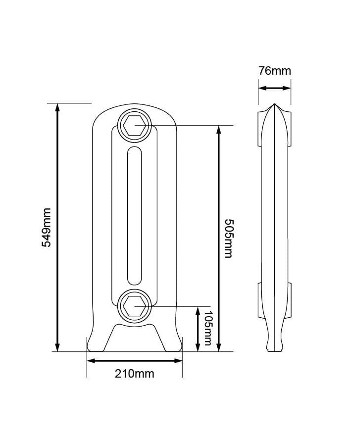Cast Iron Radiator Cambridge Height 55 cm (21.7 in.) – Leg Section image