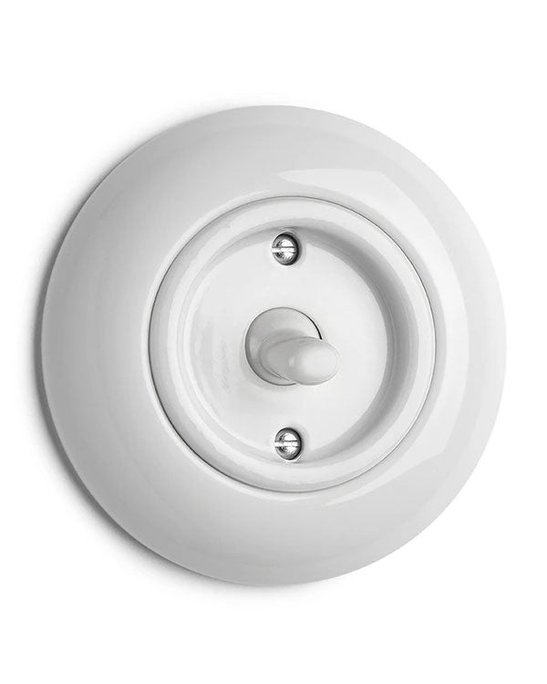 Round Porcelain Light Switch - Toggle Switch (Lever)