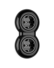 Steckdose – Doppelt, schwarzes Porzellan thumbnail image