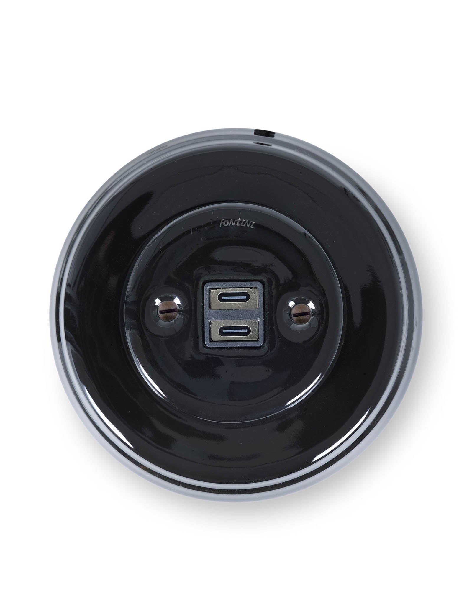 Double USB-C outlet in black porcelain - Fontini – Sekelskifte