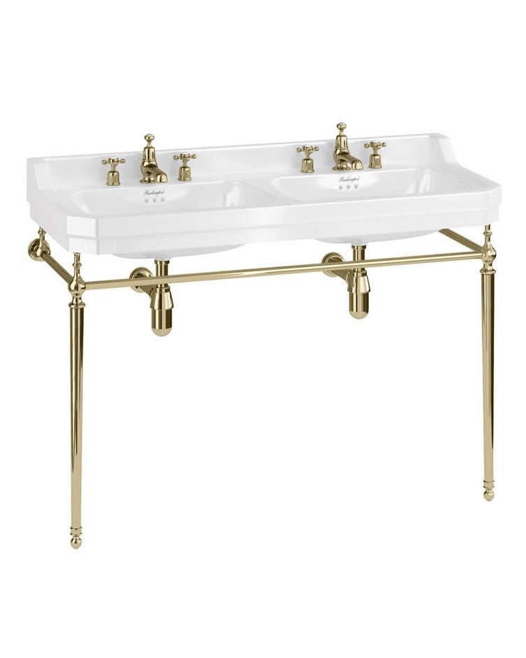 Burlington Edwardian - Dubbeltvättställ 120 cm på behandlad mässingsställning