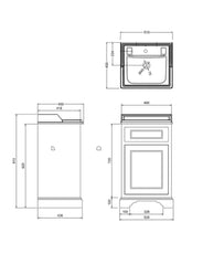 Mueble de baño para lavabo - Burlington 50×45 cm blanco (solo mueble inferior) thumbnail image