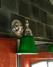 Bathroom Wall Light - Adelborg - nickel-plated brass, green bell shade thumbnail image