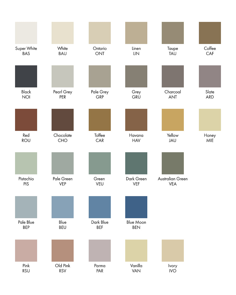 Färgkarta Klinker Winckelmans granitkeramik - Sekelskifte