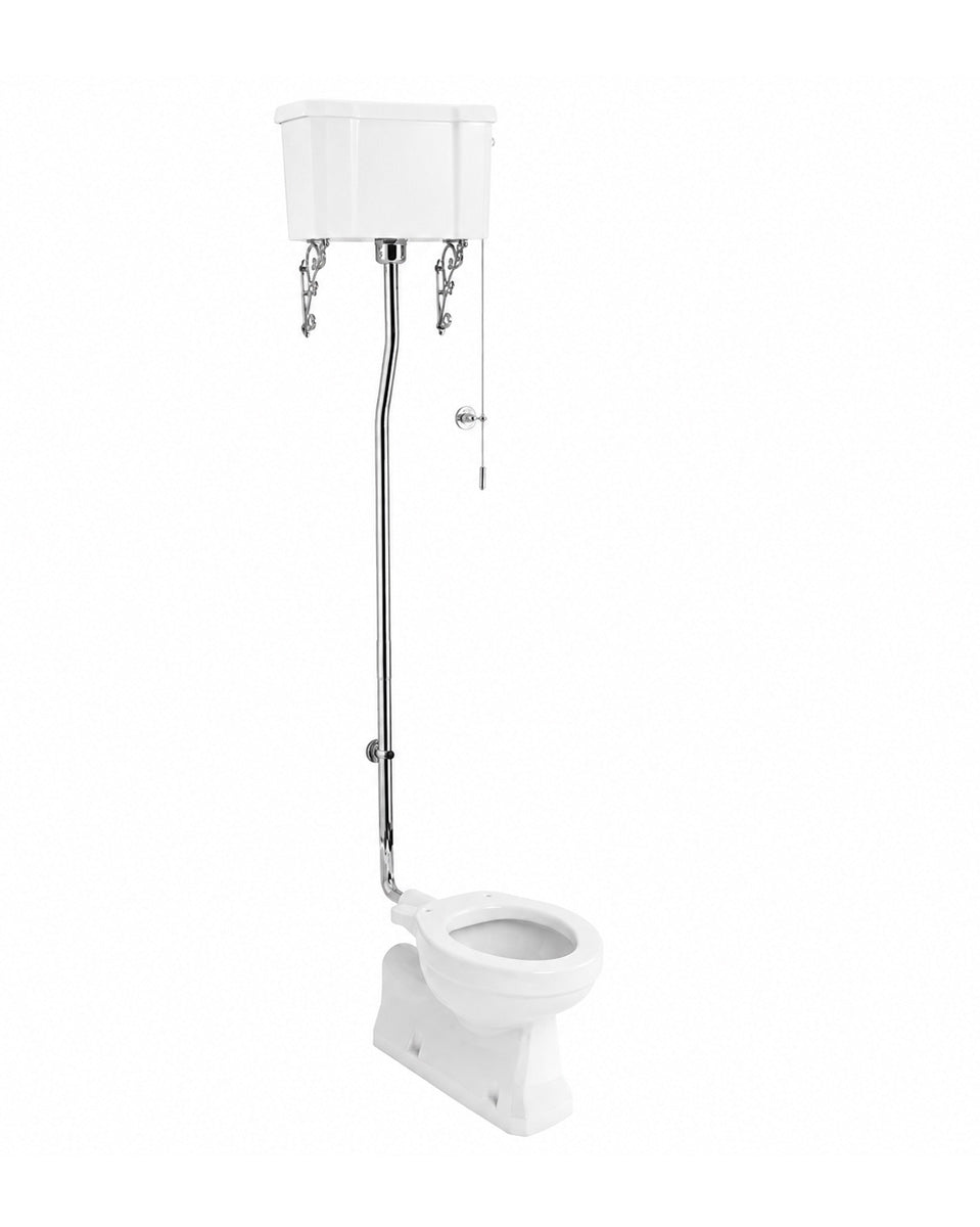 Högspolande WC, Sverige-anpassad, S-lås, porslinscistern, normal höjd - Klassisk stil image