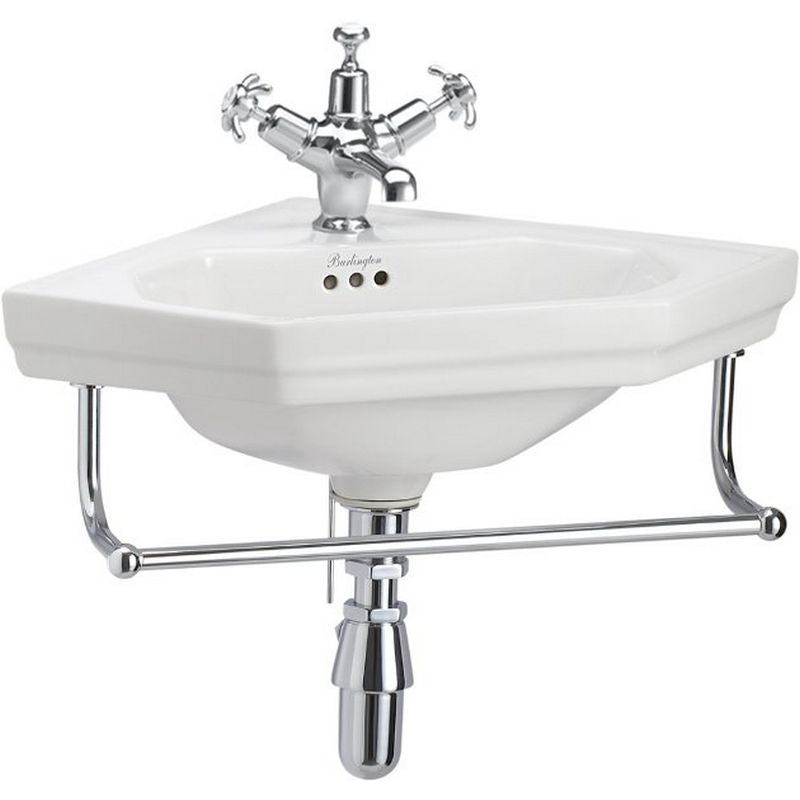 Wash Basin - Burlington Corner Sink with Towel Bar