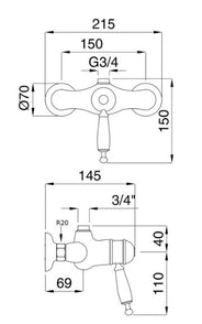 Shower mixer - Oxford with thermostat, brass thumbnail image
