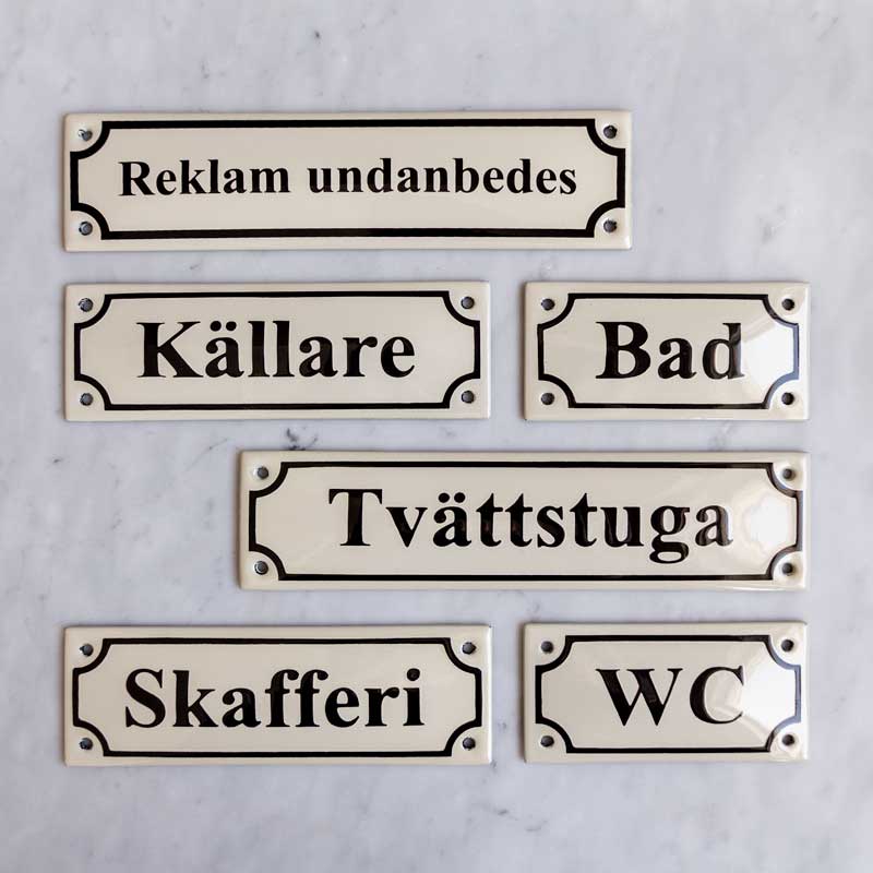 Enamel Door Sign - WC White/Black image