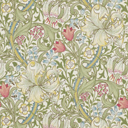 William Morris & Co. Tapet - Golden Lily Green/Red thumbnail image