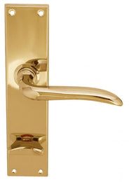 Door handle - With Bathroom Door Lock Plate - Brass thumbnail image