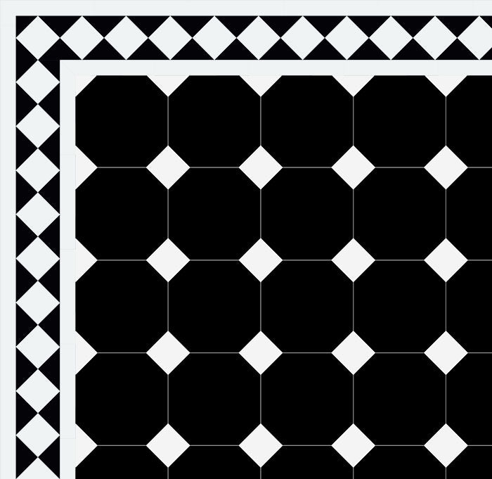 Achteckige Fliesen – 15 × 15 cm Schwarz/Weiß, - Black NOI/Super White BAS image