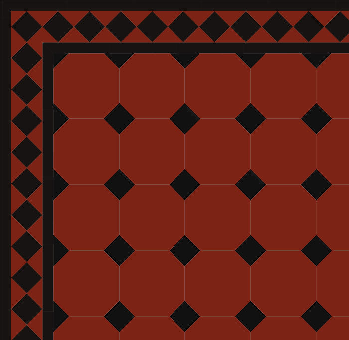 Floor Tiles - Octagon 15 x 15 cm (5.91 x 5.91 In.) - Red ROU/Black NOI image