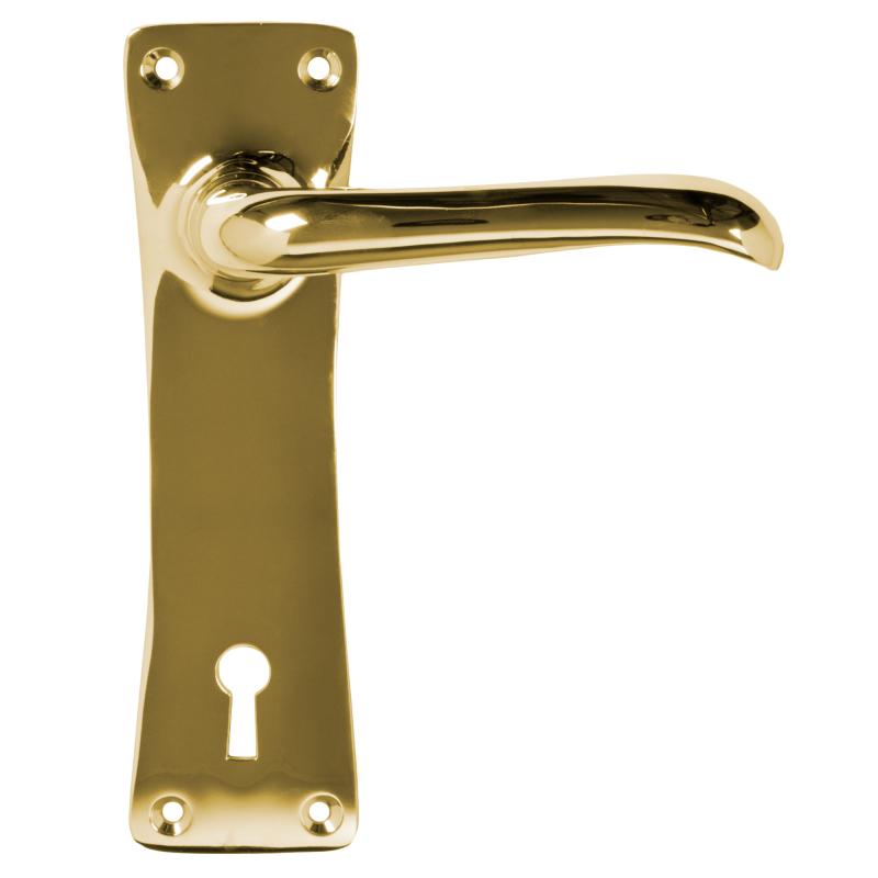 Door Handle - Jugend Long Plate Brass