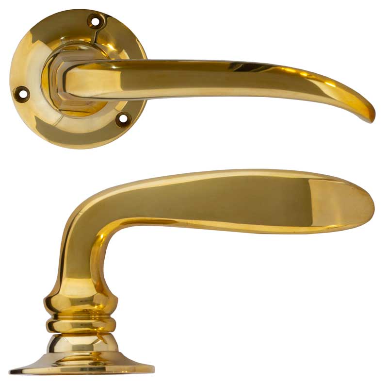 Exterior door handle - Jugend-style, brass