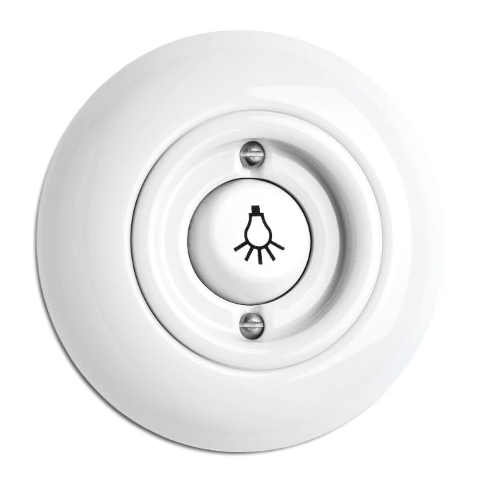 Round Porcelain Light Switch - Signal Button for Stairwell Lighting