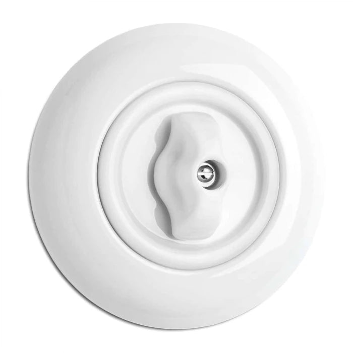 Round double-pole rotary switch - white porcelain – Sekelskifte