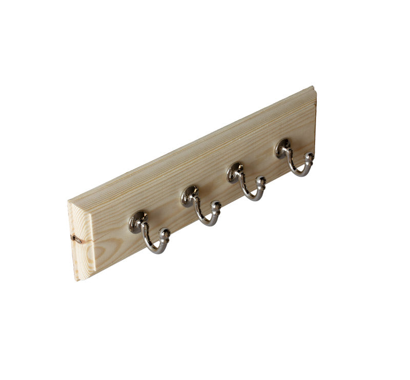 Hook Rack 35 cm pine with nickel-plated single hook large