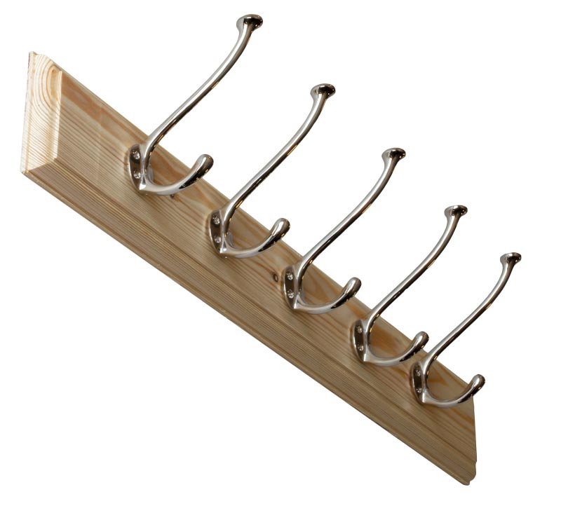 Hook Rack 65 cm pine with hat hook - Bårebo nickel