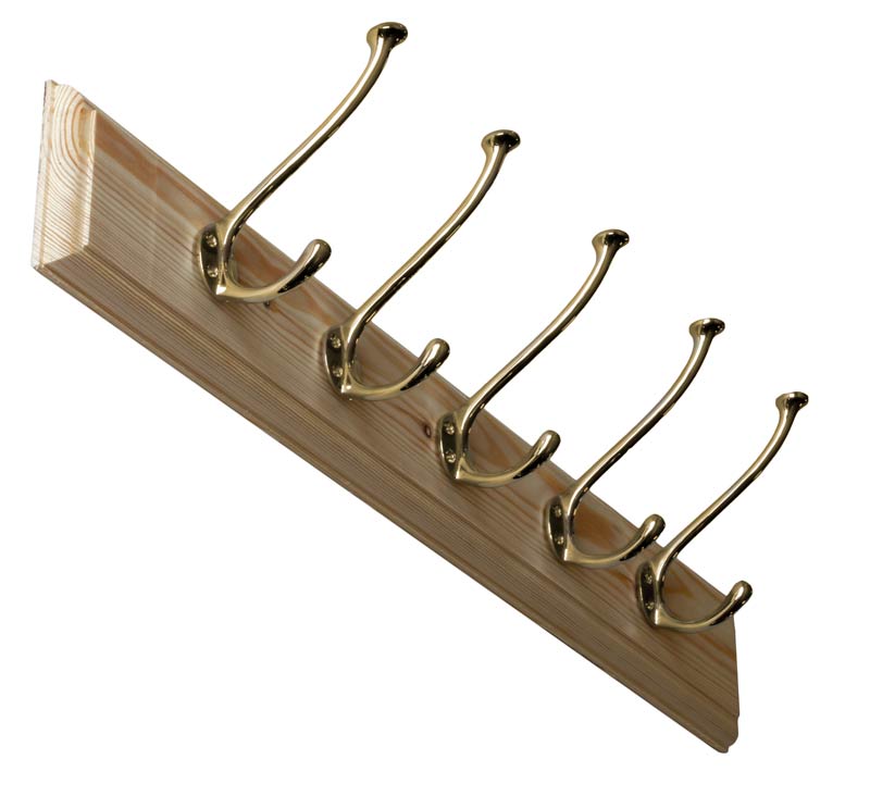 Hook Rack 65 cm pine with hat hook - Bårebo brass
