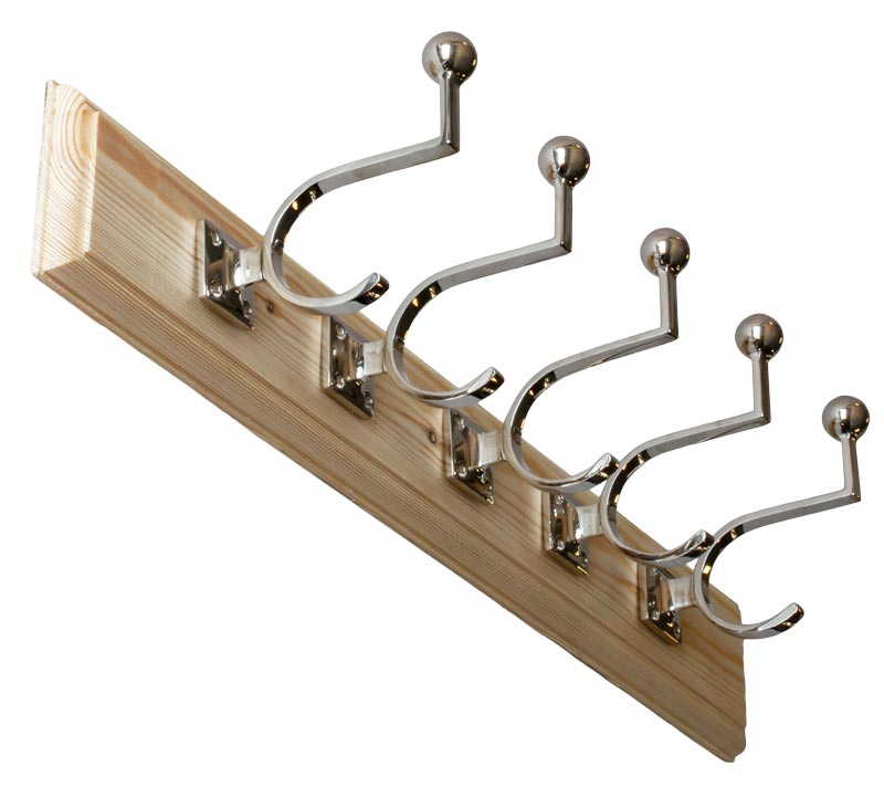Hook Rack 65 cm pine with coat hook - Fehrlins 3228 nickel