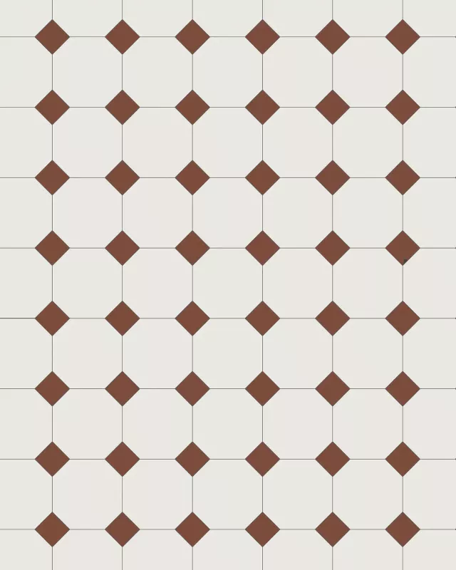 Oktagonklinker - 10 x10 cm Hvid/Rød - Super White BAS/Red ROU